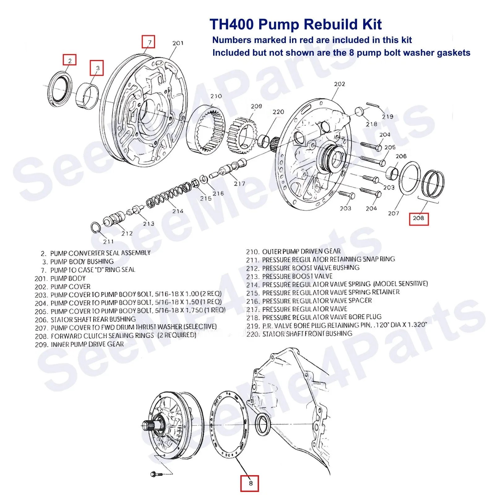 1965-up TH400 Pump Gasket & Seal Kit 44530AC image 4