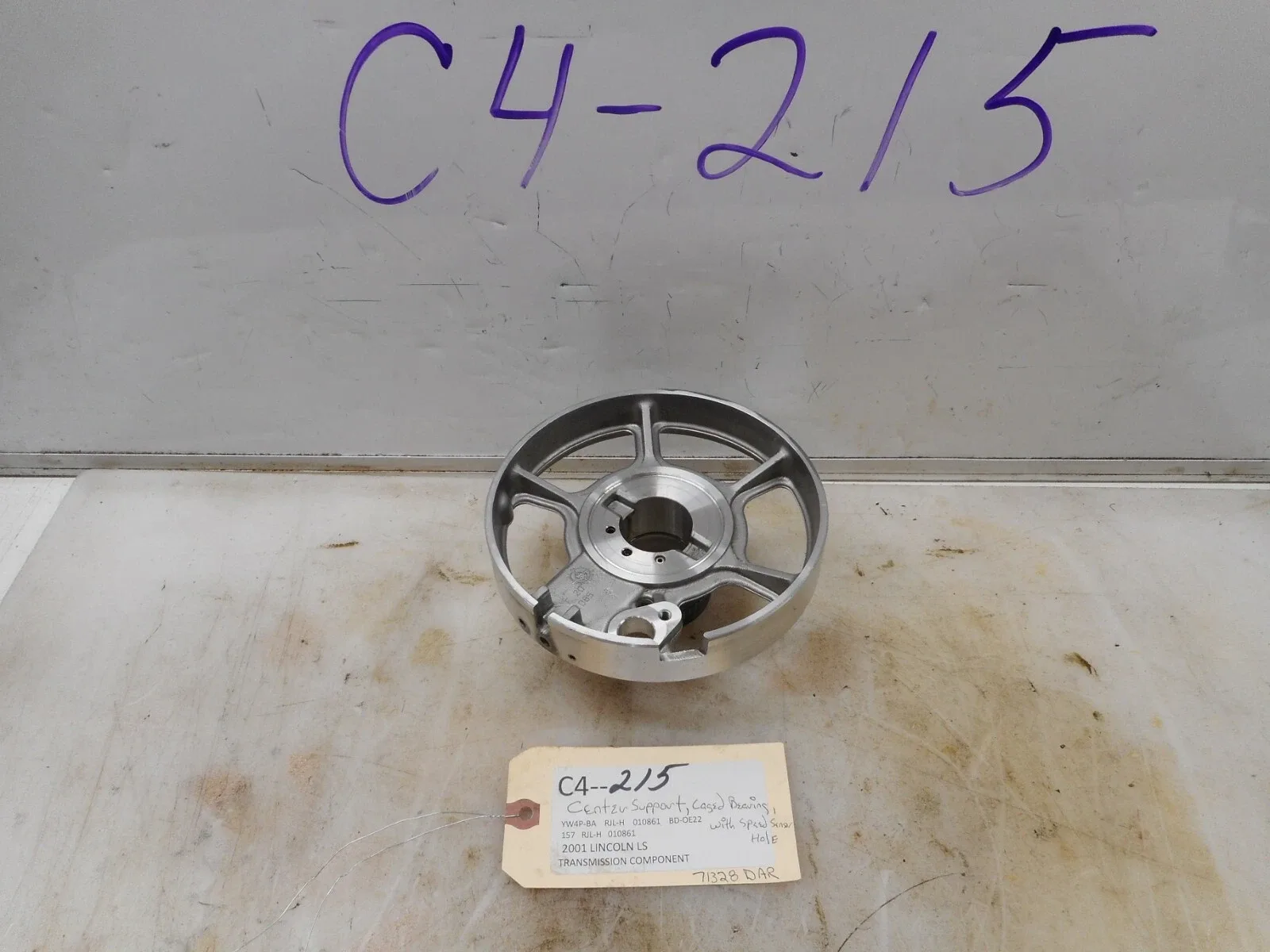 2001 Lincoln LS Center Support w/ Caged Bearings & Speed Sensor Hole - 71382DAR image 3