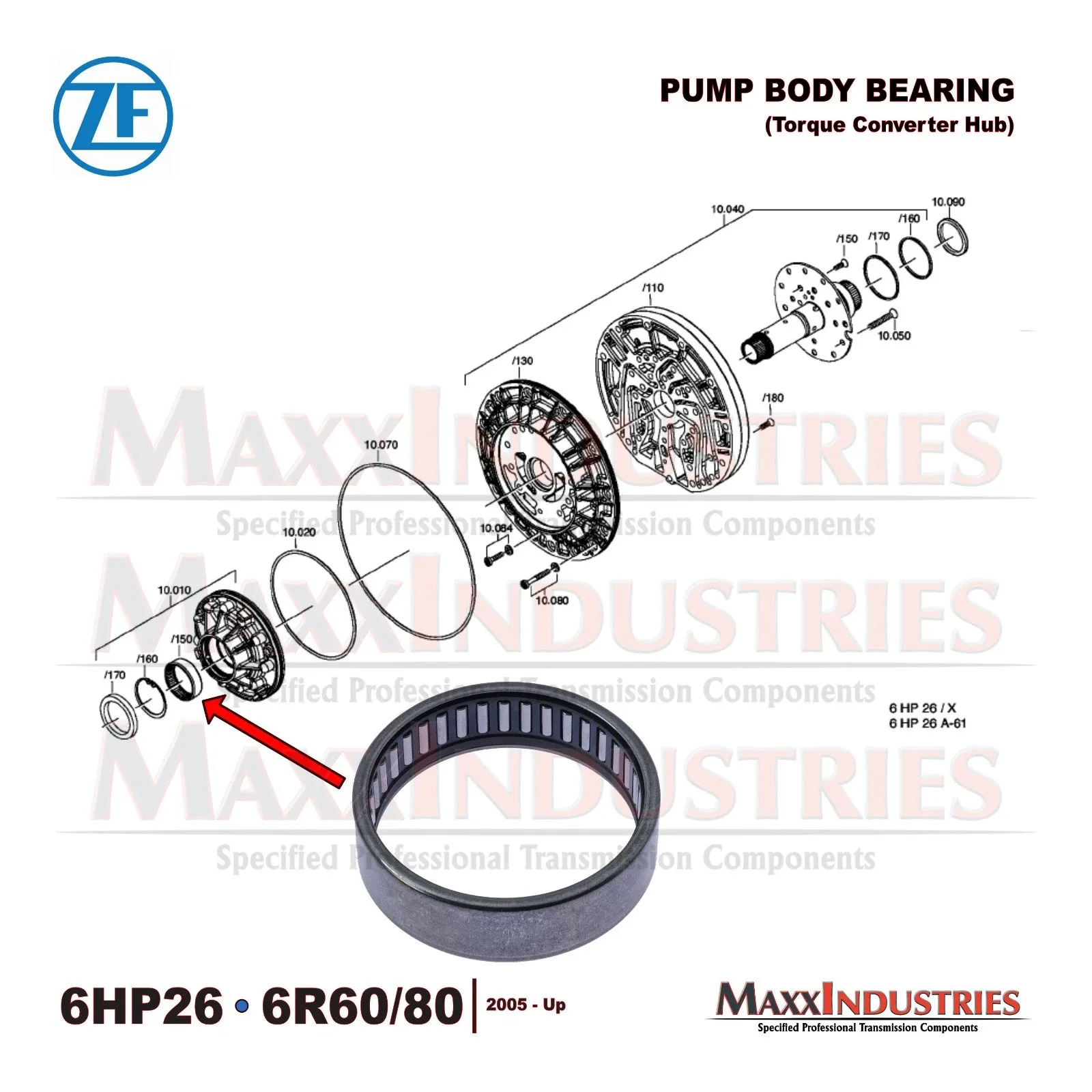 6R60-6R80 Transmission Pump Body Bearing (ZF) - Mfr. P/N D49295A image 4