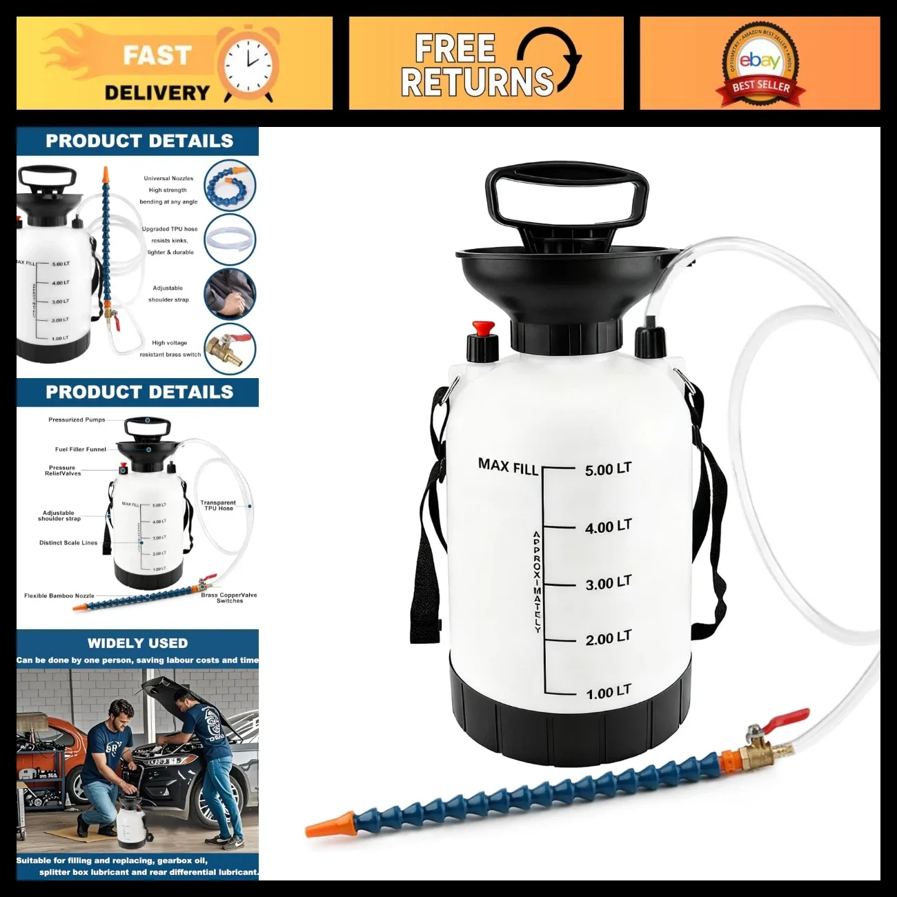 5L Transmission Fluid Pump (Fluid Pump-02) for ATF & Motor Oil