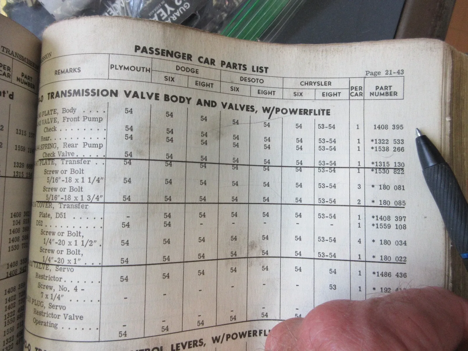 1954 Mopar Powerflite Valve Body Plate P/N 1408395 image 4