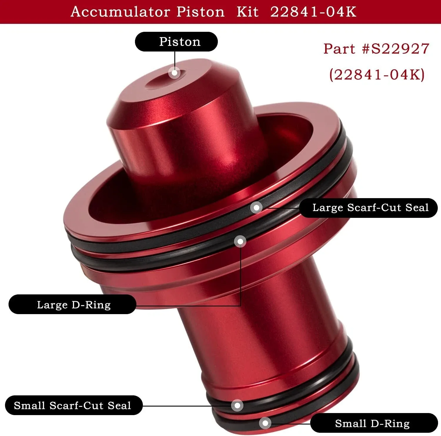 Chrysler 727 Accumulator Piston Kit 22841-04K - Red Anodized Aluminum image 4