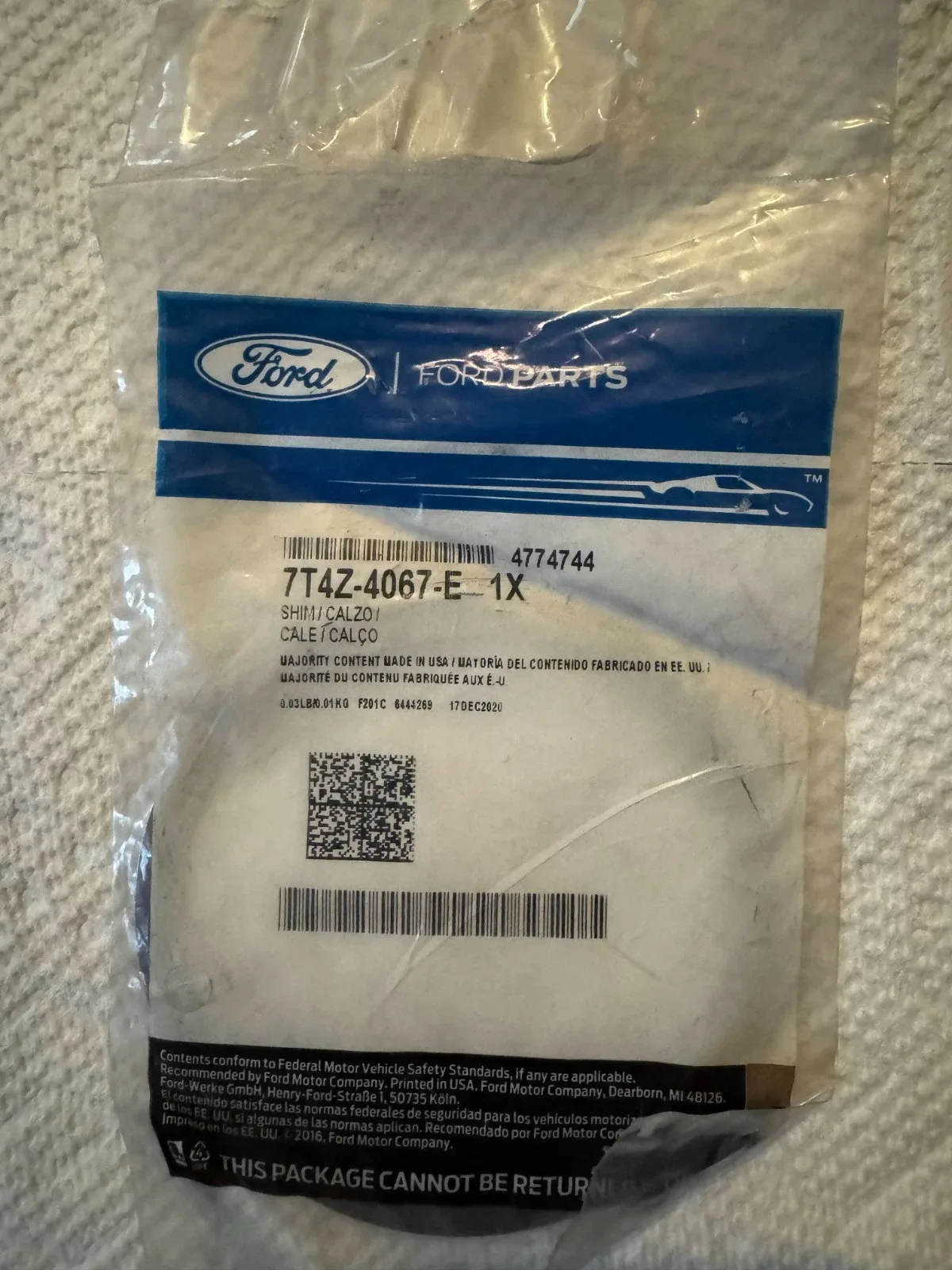 2015-2023 Ford / Lincoln Automatic Transmission Differential Carrier Bearing Shim 7T4Z-4067-E image 4