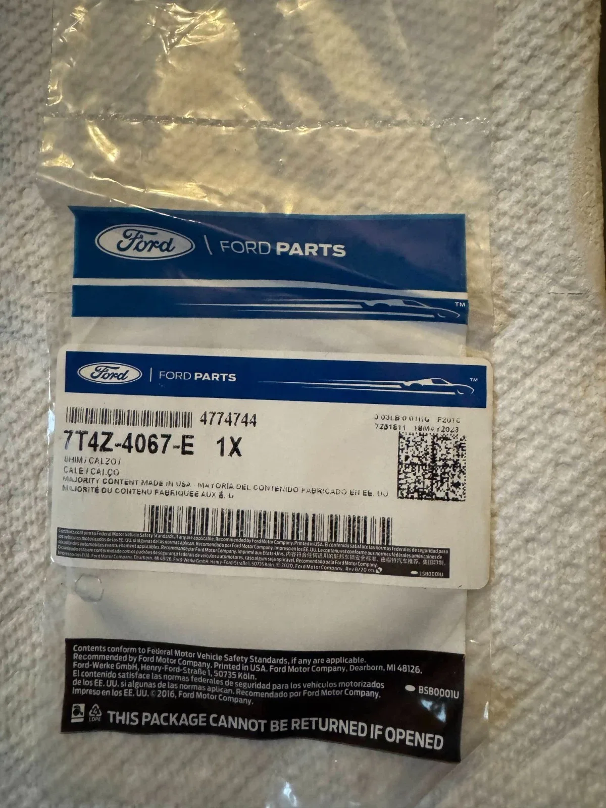 2015-2023 Ford / Lincoln Automatic Transmission Differential Carrier Bearing Shim 7T4Z-4067-E