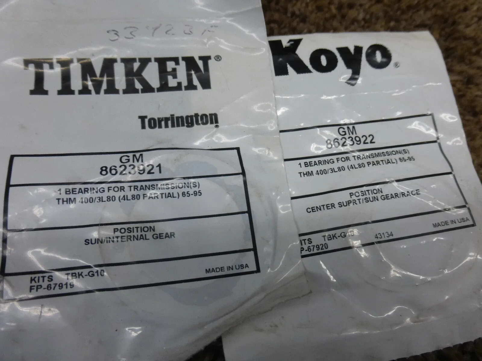 1985-1995 Transmission Bearing Pair TIMKEN 8623922/8623921 image 3