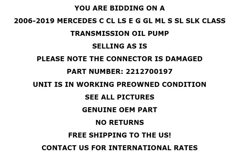 2006-2019 Mercedes Transmission Oil Pump OEM 2212700197 image 2