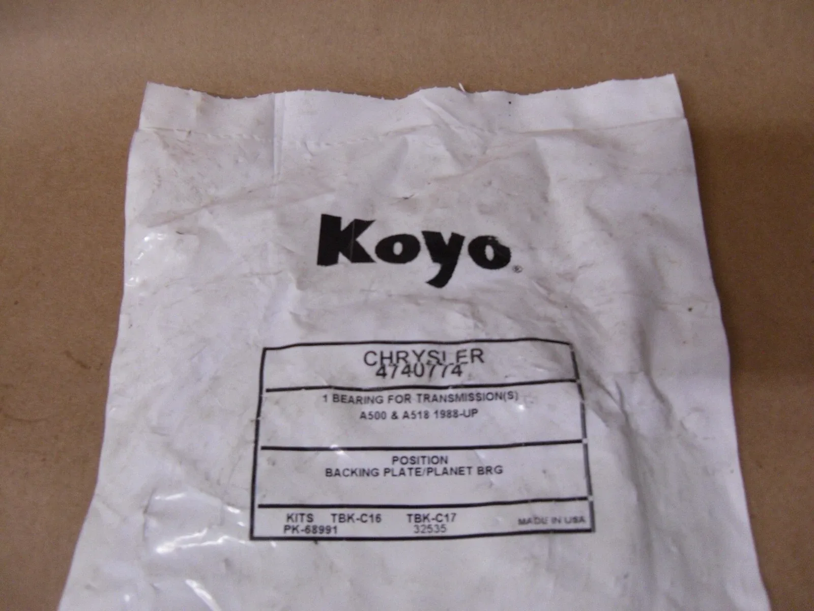 1988-Up KOYO 4740774 Transmission Bearing for A500 & A518