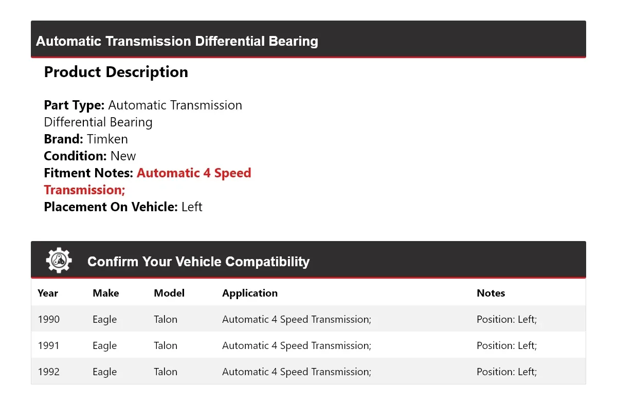 1990-1992 Eagle Talon Automatic Transmission Differential Bearing Timken 471LB63 image 2