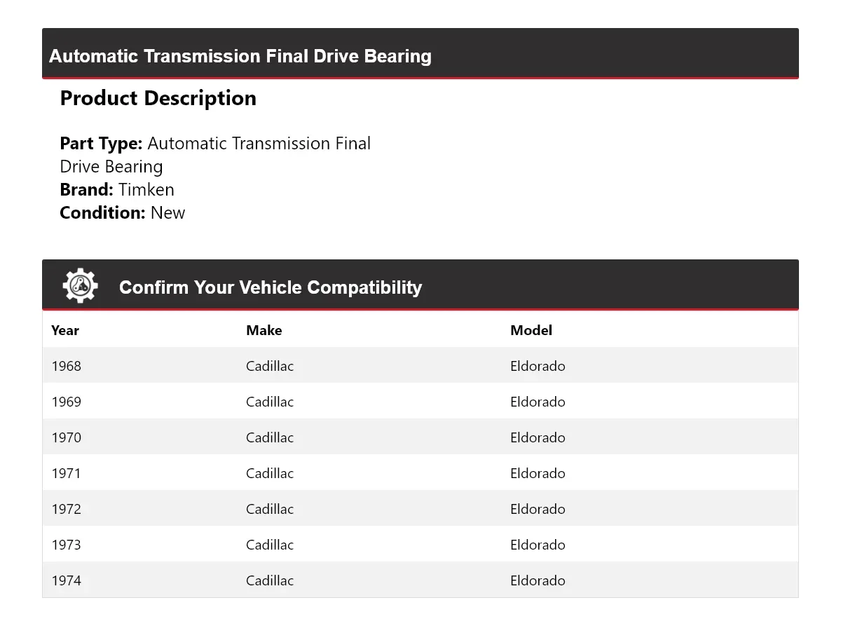 1968-1974 Cadillac Eldorado Automatic Transmission Final Drive Bearing Timken 964MV10 image 2