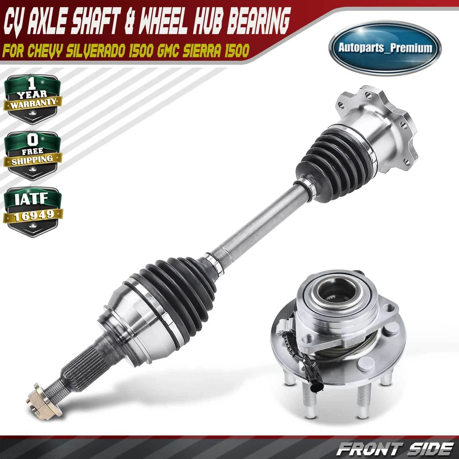 2007-2014 Front CV Axle & Wheel Hub Bearing Assembly for Silverado 1500 / Sierra 1500 - 20909191