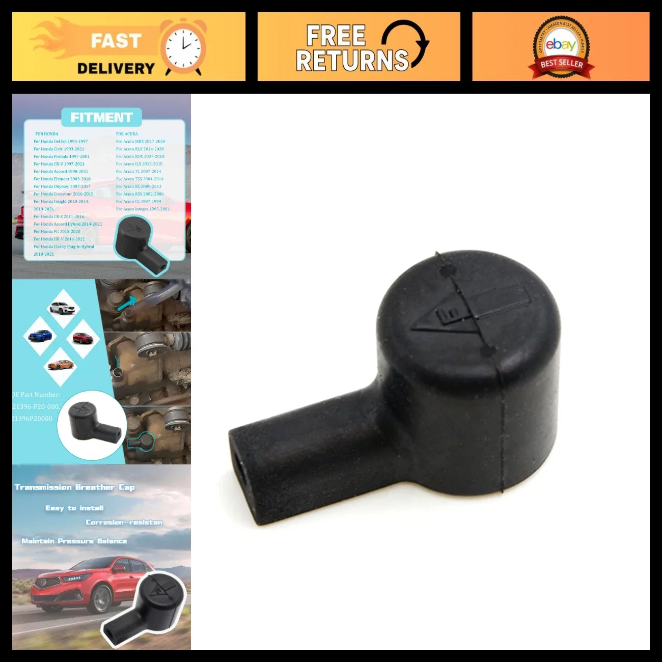 Transmission Breather Cap (MPN 21396-P20-000) — Fits Honda Accord, Civic, CRV, CR-Z, Element, Od