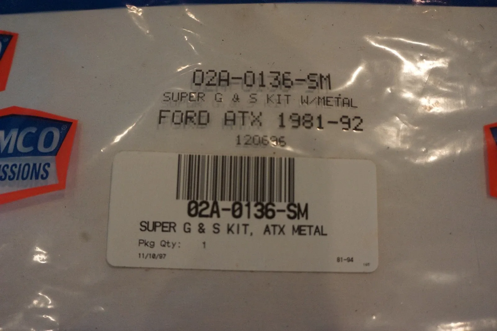 1981-1989 Ford ATX Automatic Transmission Gasket & Seal Kit AAMCO 02A-136-SM image 2