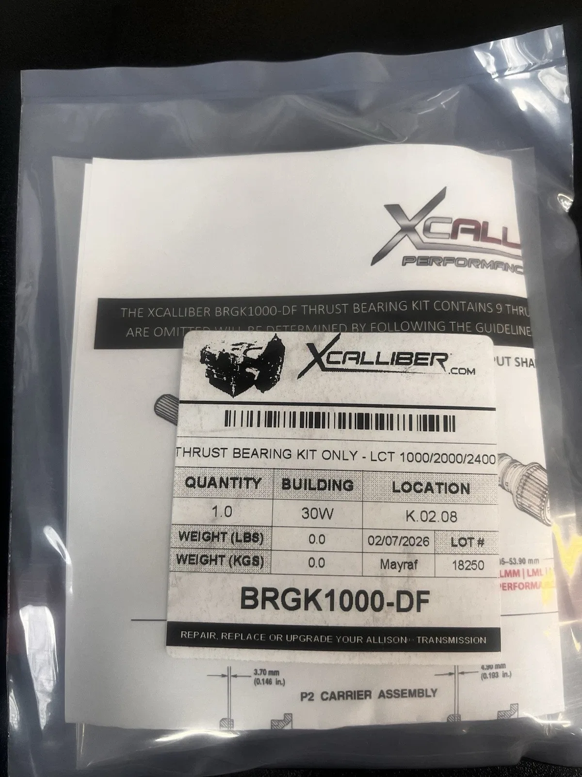 Thrust Bearing Kit for Allison 1000/2000 Transmissions — 9-Piece (29531106)