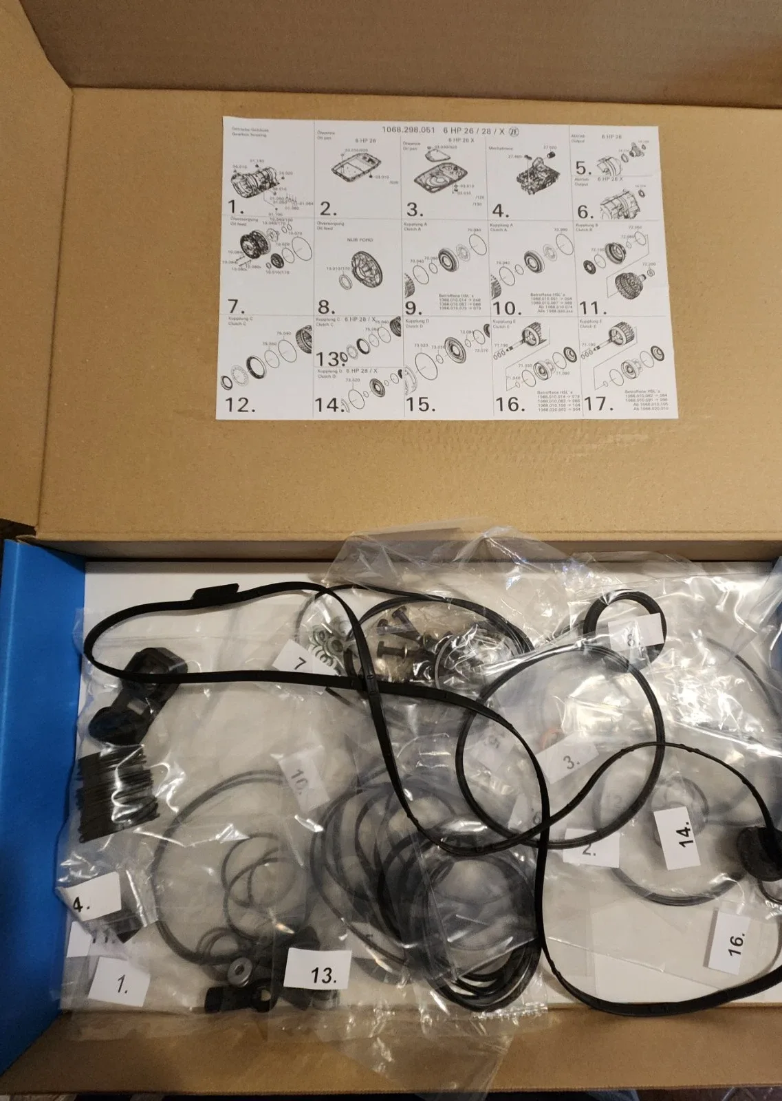 ZF 6HP26/6HP28 Transmission Overhaul Seal Kit MPN 1068298051 image 2