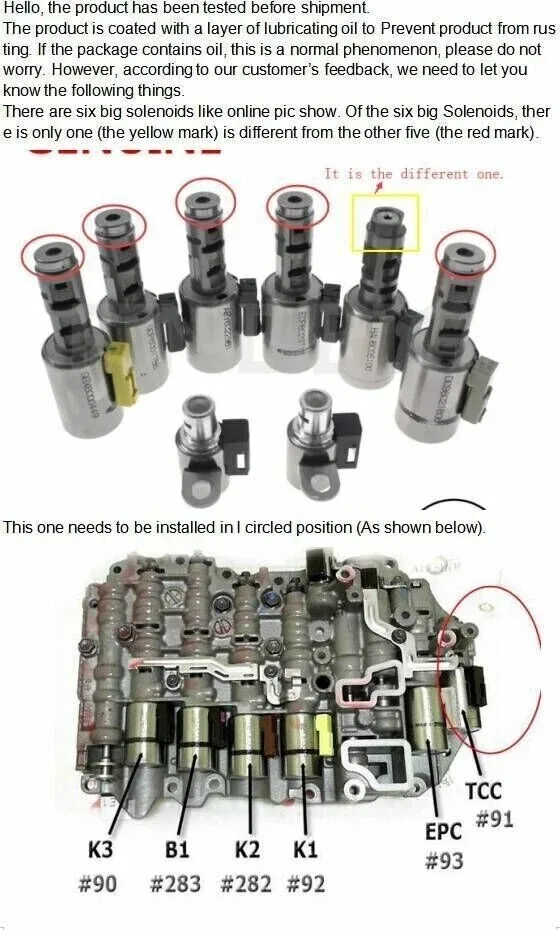 8X 6-speed Transmission Solenoids For 2003-2011 Mini 09G TF-60SN For 09G325039A image 2