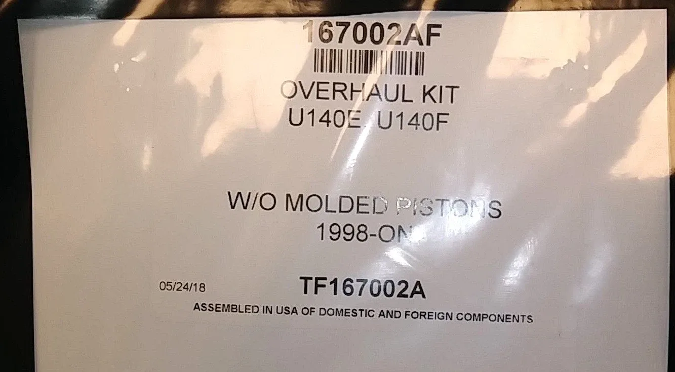 1998+ Toyota U140/U140F Transmission Overhaul Kit TF167002A image 2