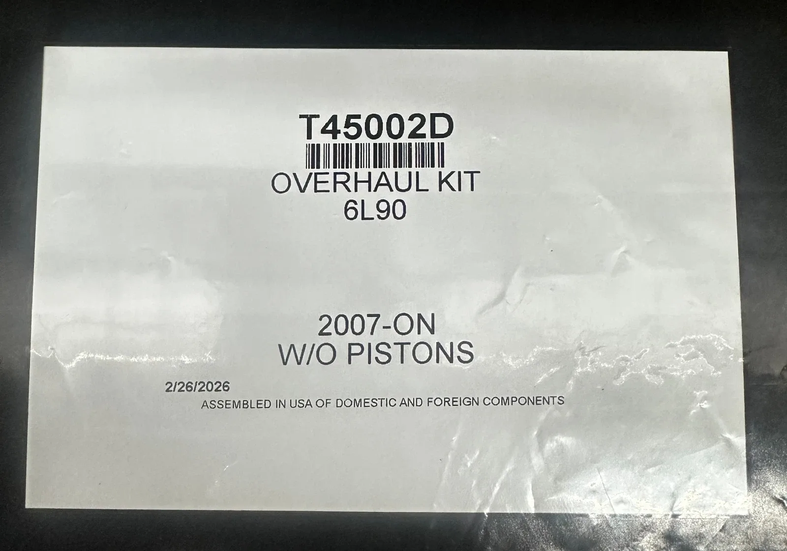 2007-Up GM 6L90E Overhaul Kit with Pistons S104002BP image 2