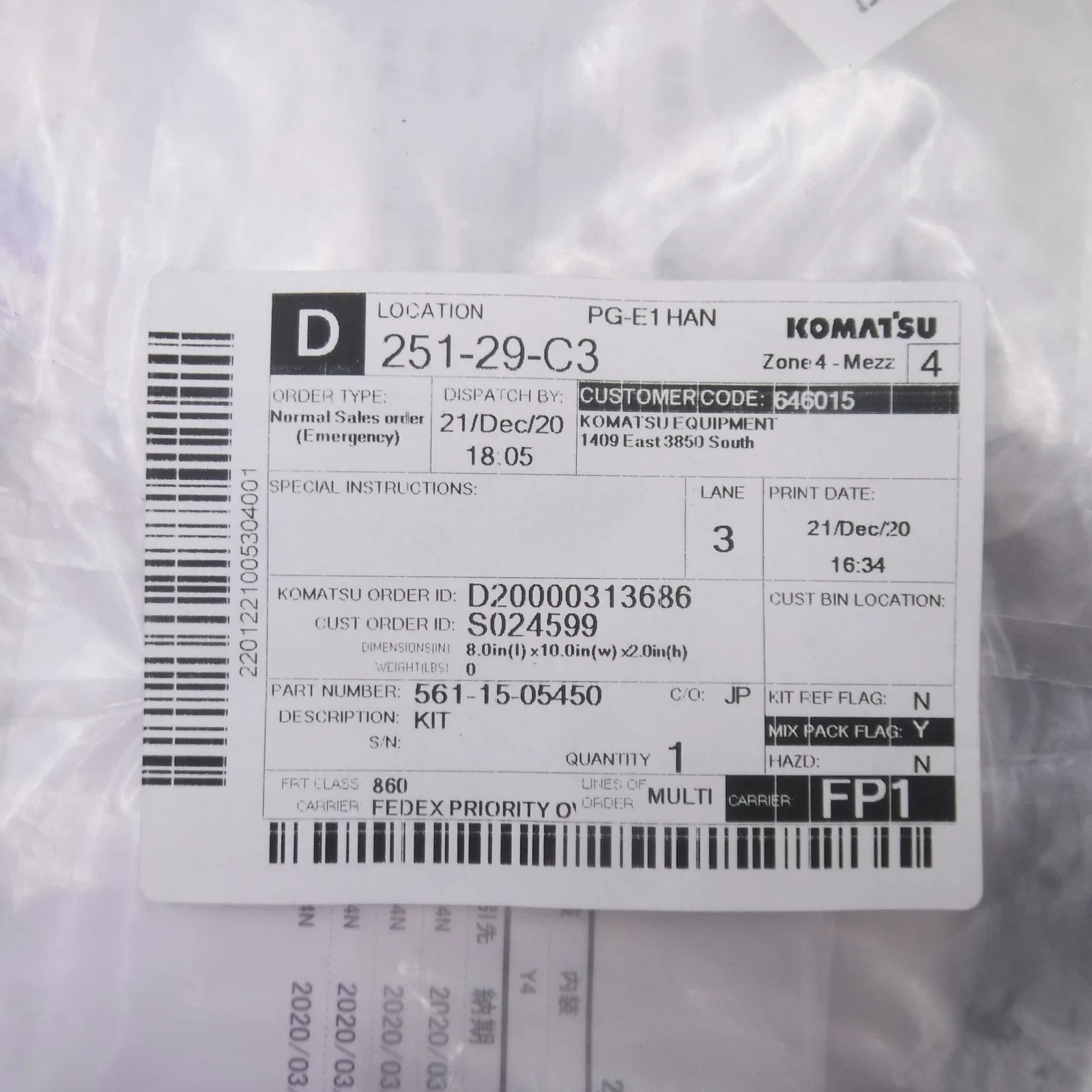 Komatsu HD785-5 Transmission Seal Kit MPN 561-15-05450 image 2