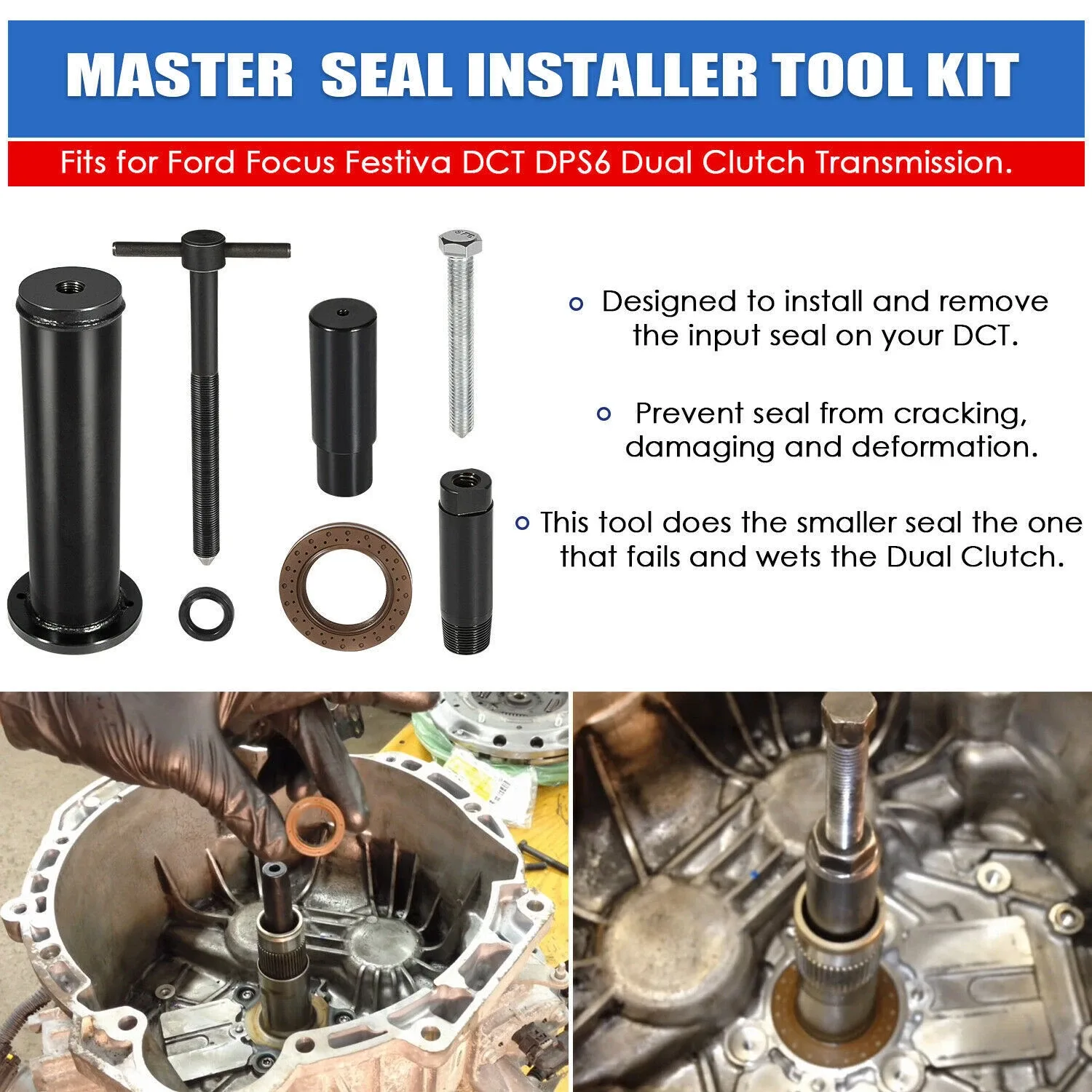 Ford Focus / Festiva DCT (DPS6) Dual Clutch Transmission Seal Installer Tool Kit image 3