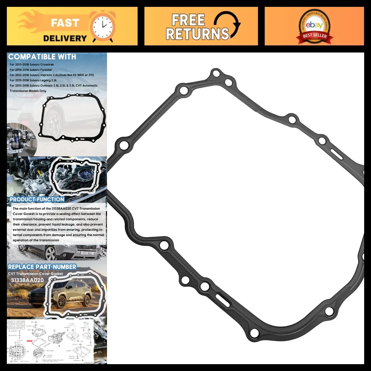 2013-2019 Subaru Crosstrek CVT Transmission Cover Gasket - for 31338AA020