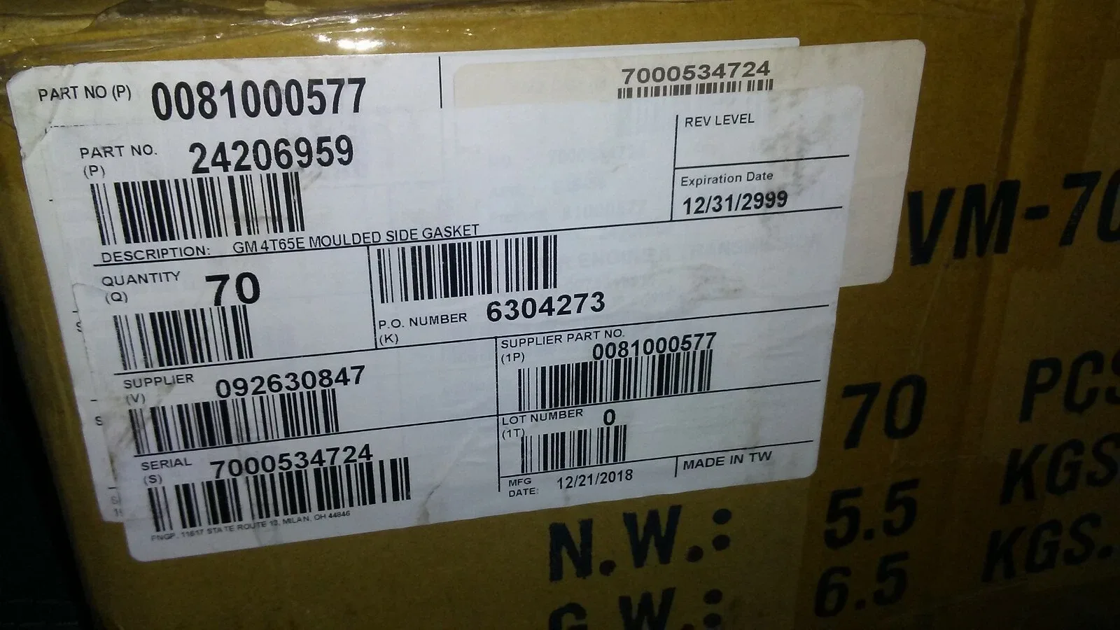 4T65E Transmission Case Gasket Set 70pc KPC MPN 0081000577 image 2