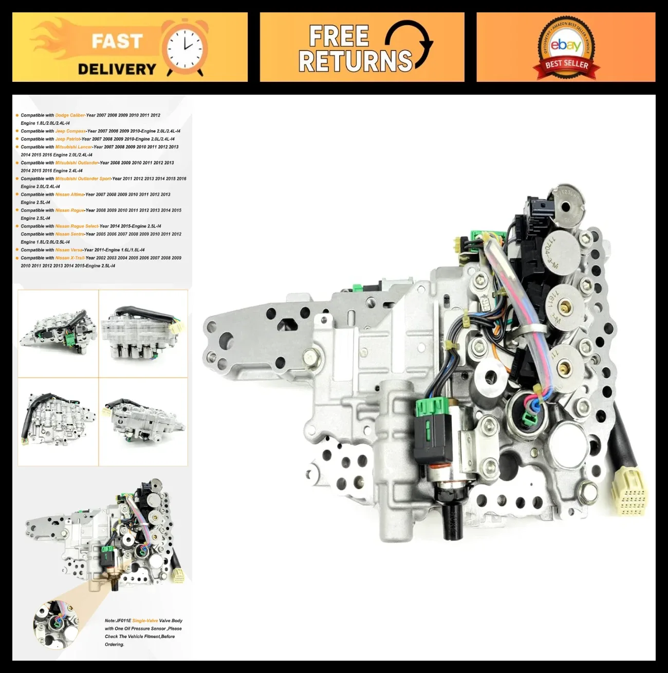 Valve Body JF011E (Valve Body-JF011E-Single) for Nissan, Dodge, Jeep, Mitsu - CVT