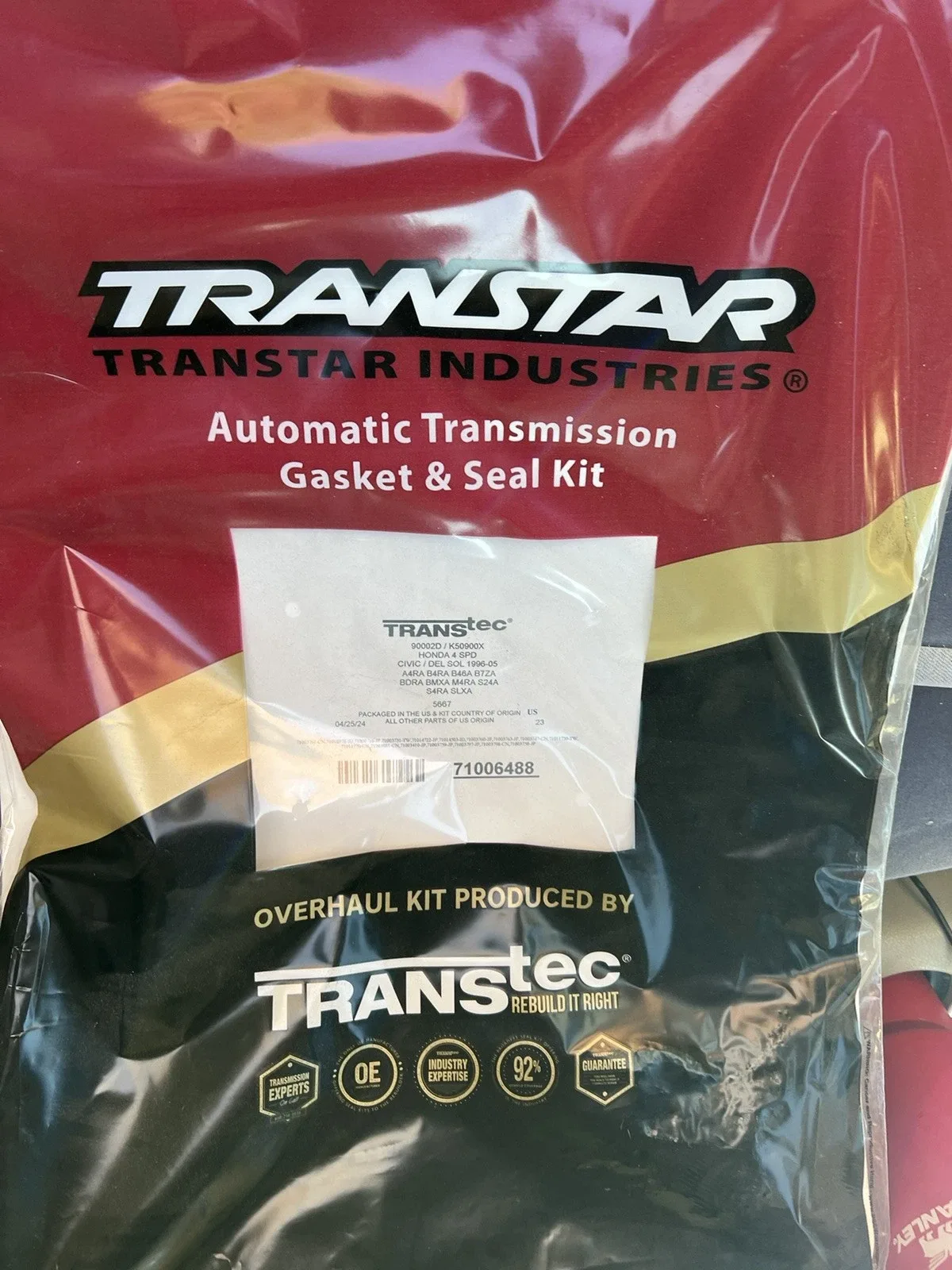Transtar Honda Civic / Del Sol 4-Speed Automatic Rebuild Kit KB-593