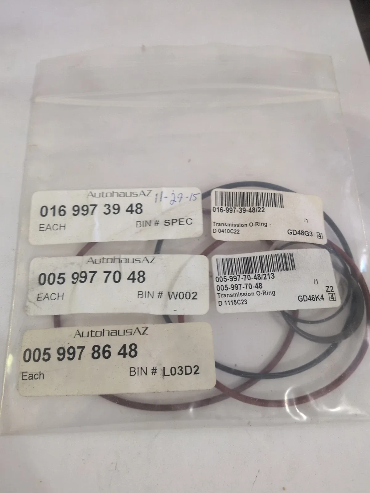 Mercedes-Benz 190E / 300E / 300D Transmission O-Ring Seal with Snap Rings - MPN 0169973948 image 3