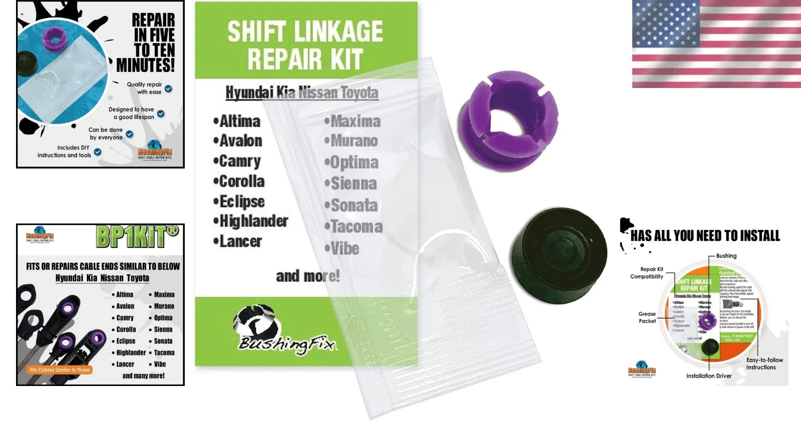 Universal Transmission Shift Cable Bushing Repair Kit - Unbranded image 2