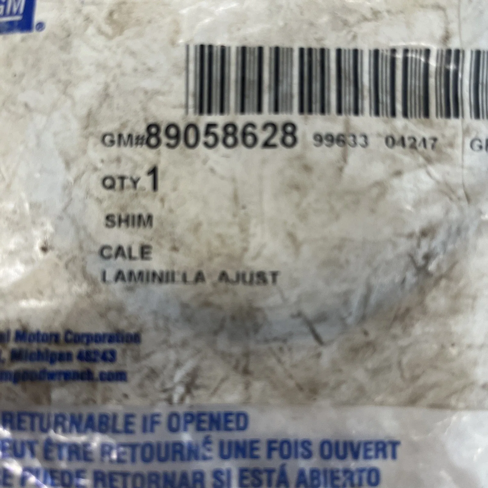 GM Differential Bearing Shim 89058628 image 2