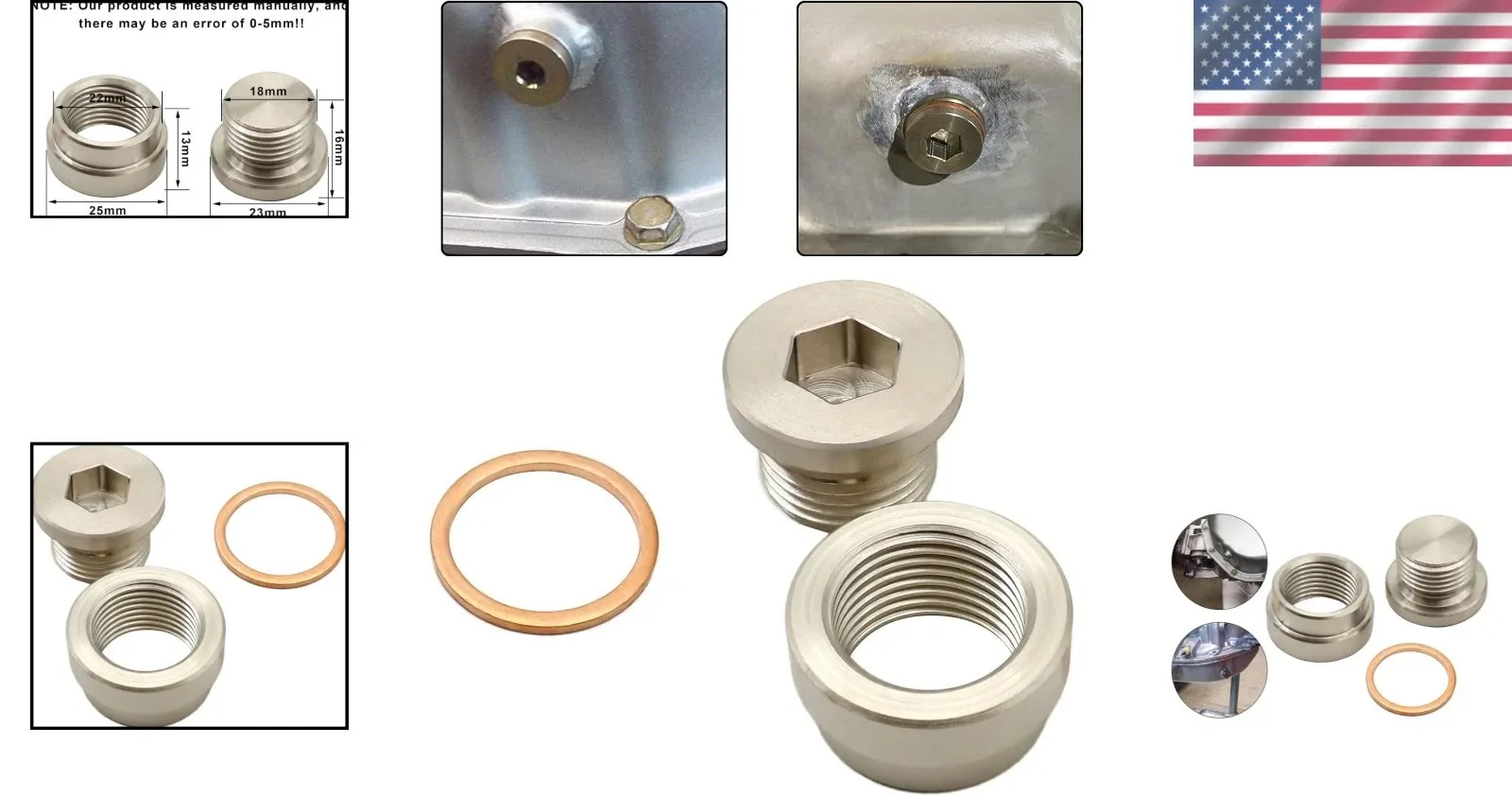 12mm Steel Bung & Plug Kit with Copper Washer - Unbranded Seal image 2