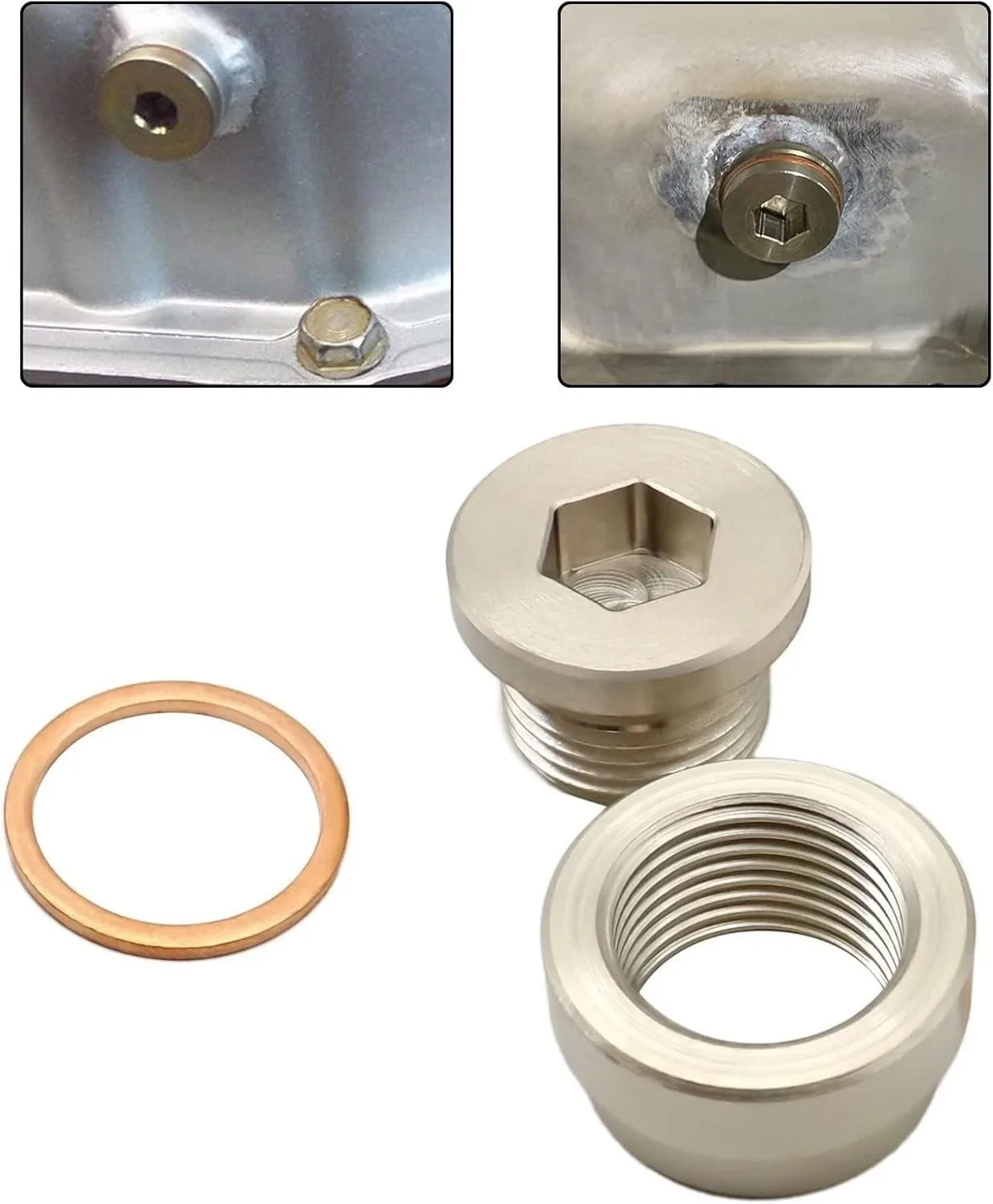 12mm Steel Bung & Plug Kit with Copper Washer - Unbranded Seal image 3
