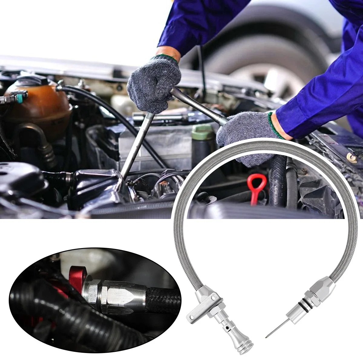 Flexible Stainless Transmission Dipstick for GM Chevy TH350/TH400 image 3