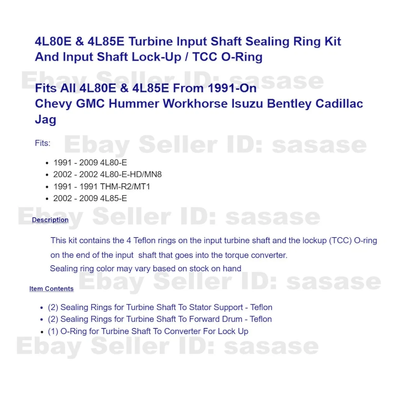 1991-up 4L80E / 4L85E Input Shaft Sealing Ring Kit — 4L80 Input Shaft Ring Kit image 4