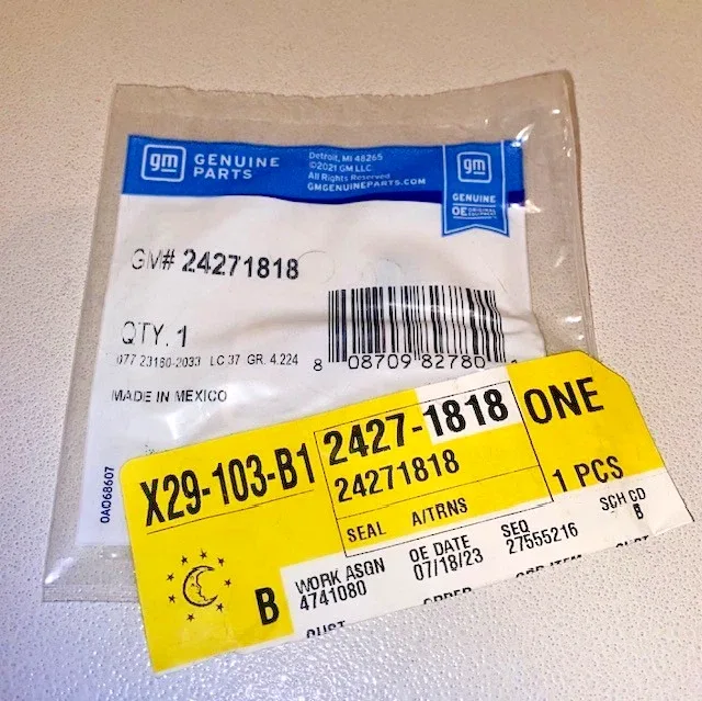 2019-2024 GM Automatic Transmission Auxiliary Fluid Pump Pipe Seal P/N 24271818 image 3