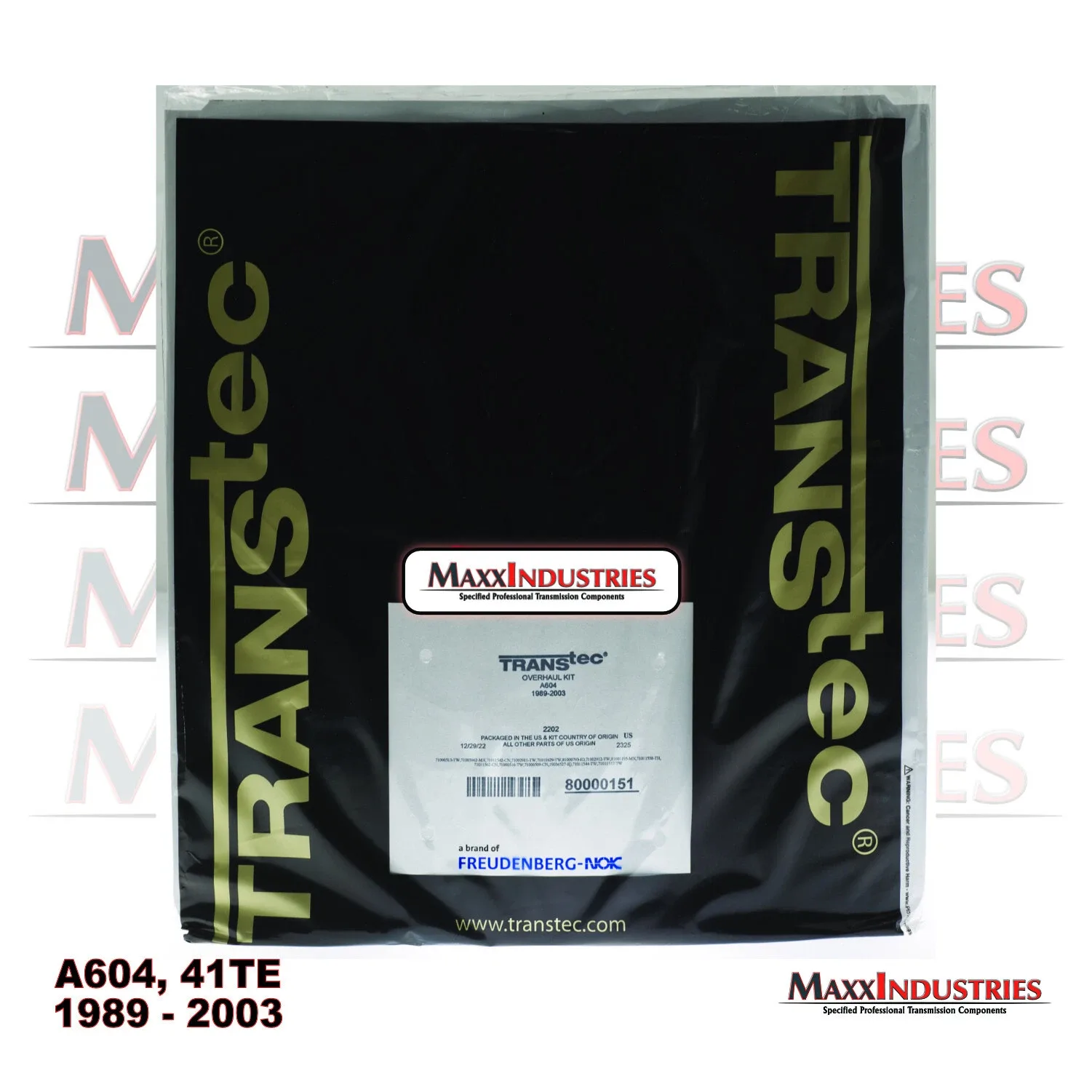 1989-2003 A604 (41TE) Transmission Complete Rebuild Kit Transtec MPN 2202 image 3