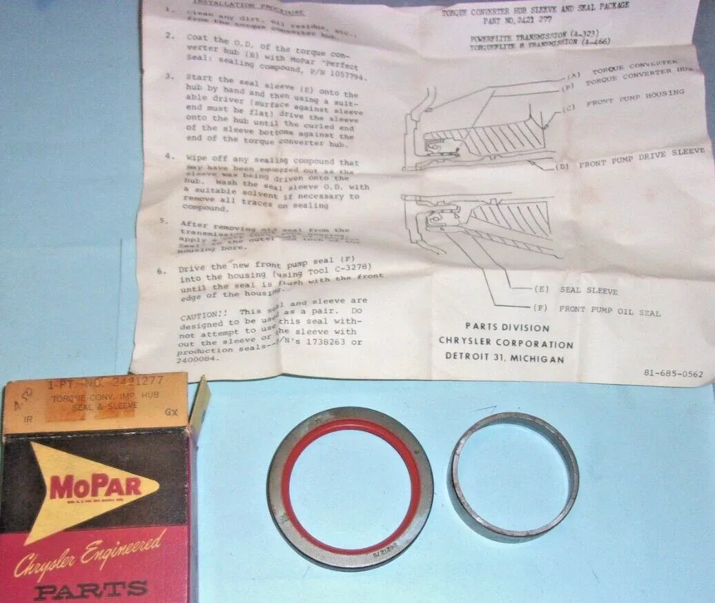 1957-61 Chrysler/Dodge/Plymouth/Desoto Torqueflite Hub Sleeve & Seal Repair kit