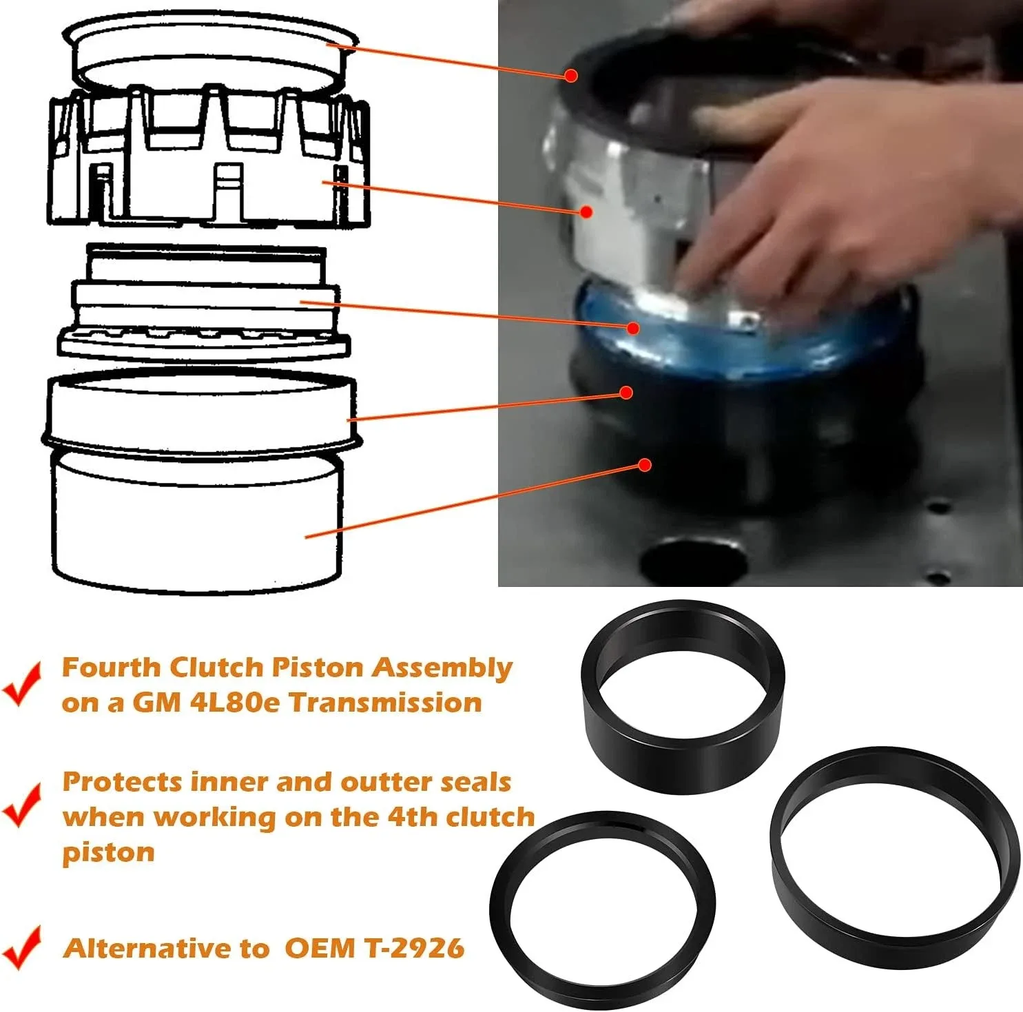 1991+ GM 4L80E Fourth Clutch Piston Lip Seal Installer Kit CAQP1060 image 3