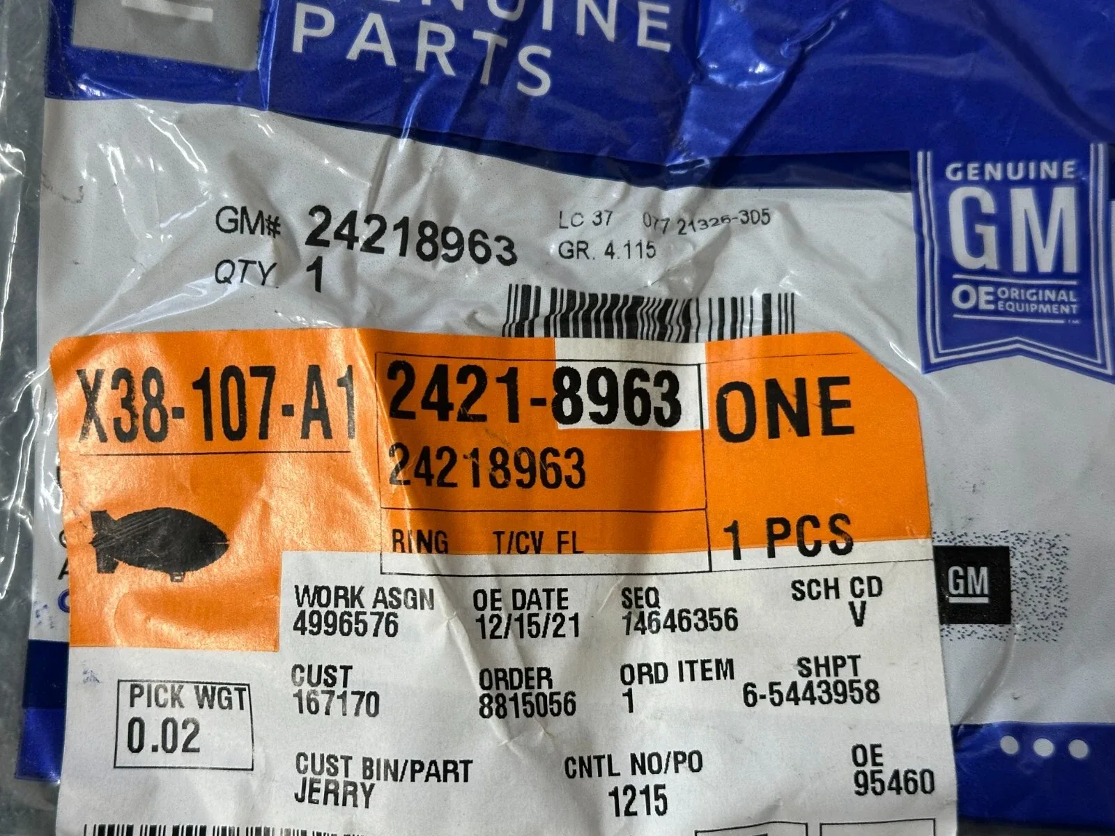 2007-2014 Cadillac Escalade Torque Converter Fluid Seal Retaining Ring MPN 24218963 image 2