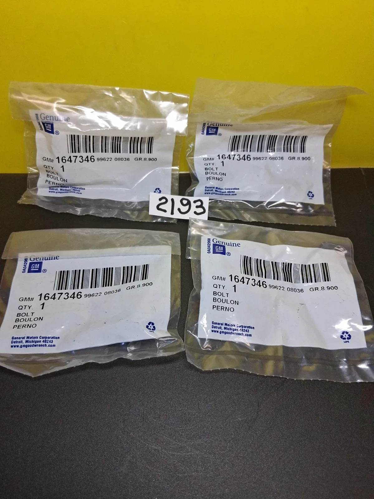GM 1647346 Transmission Pan Bolt (Lot of 4)