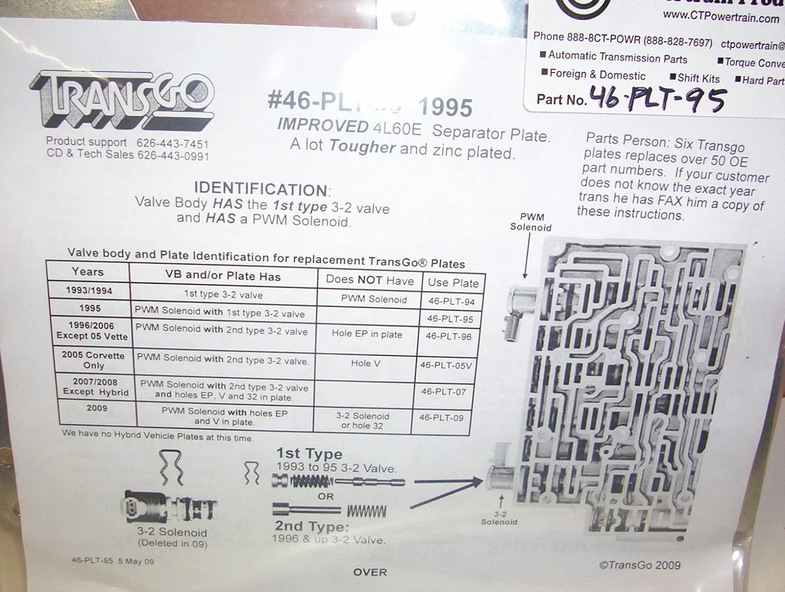 1995 4L60E TransGo Separator Plate 46-PLT-95