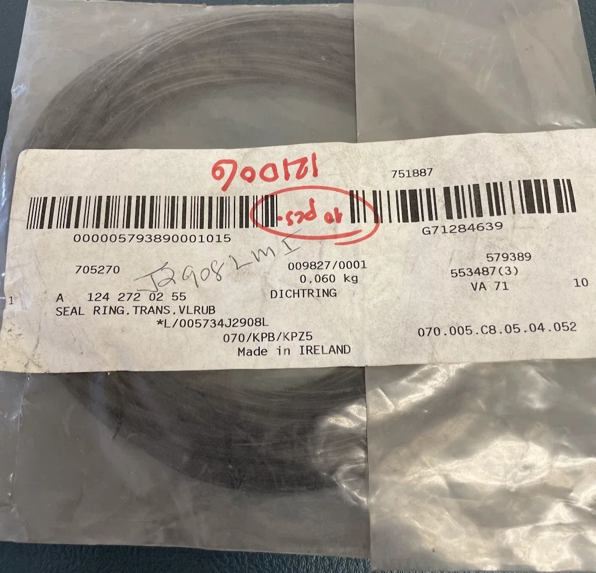 1992-1996 Mercedes-Benz W124 320CE/E320 Coupe Automatic Transmission Seal Ring 124-272-02-55 image 3