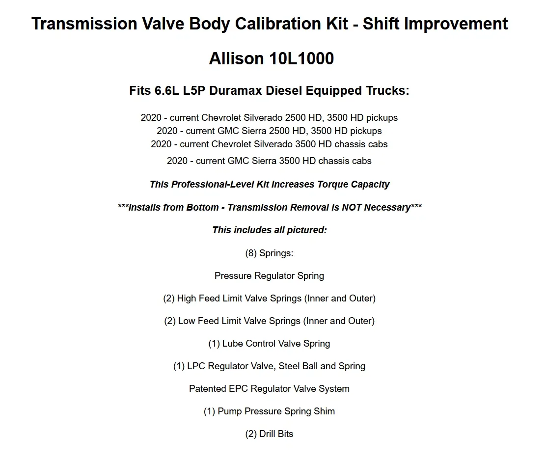 2020+ GM Silverado 10L1000 Transmission Valve Body Shift Kit RT-A10L-PR image 3