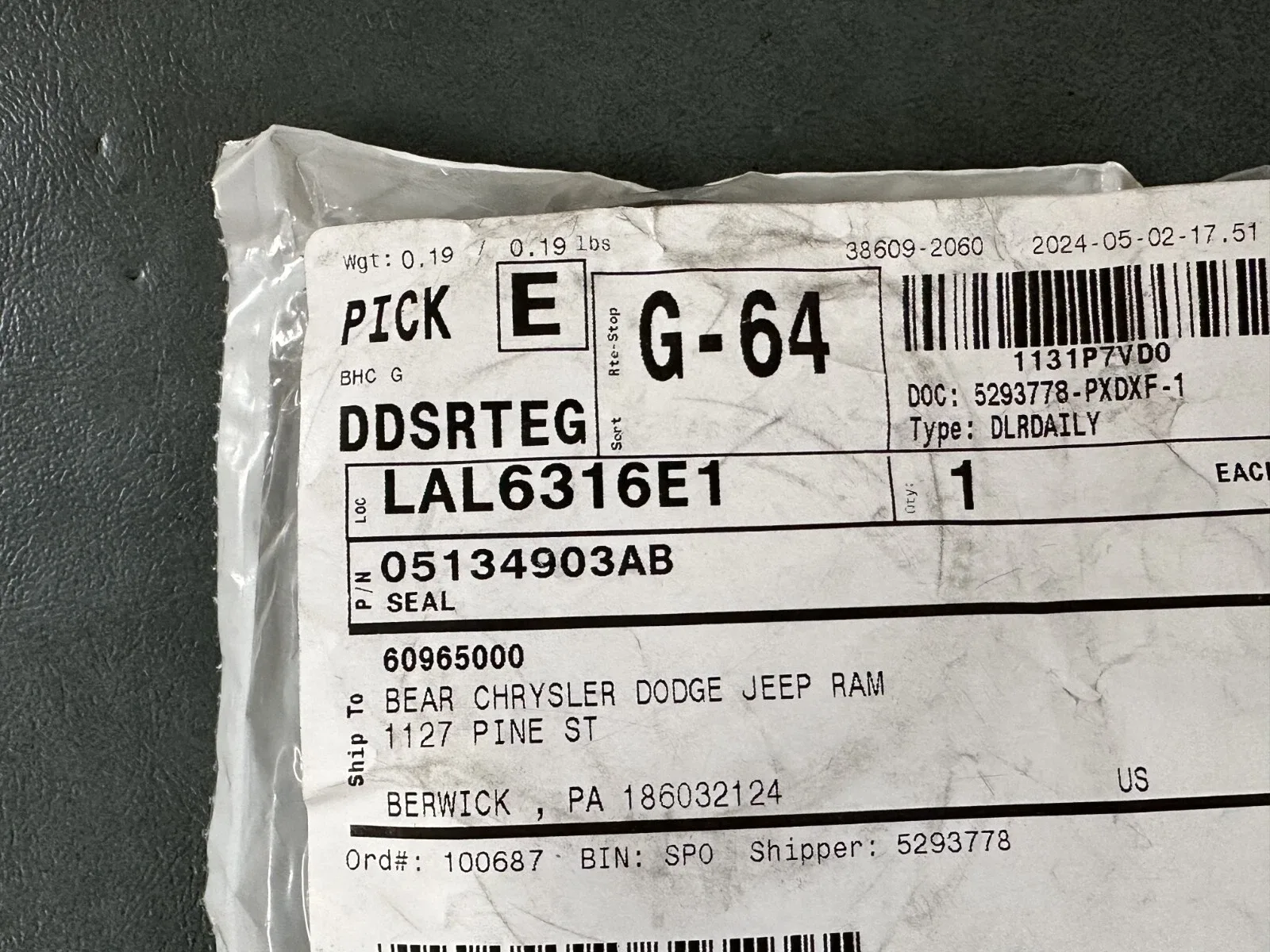 2008-2019 Dodge Journey Automatic Transmission Output Shaft Seal 5134903AB image 3