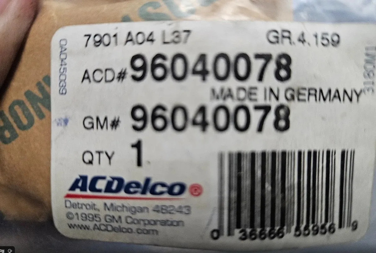 ACDelco 96040078 Transmission Sun Gear Bearing Unit