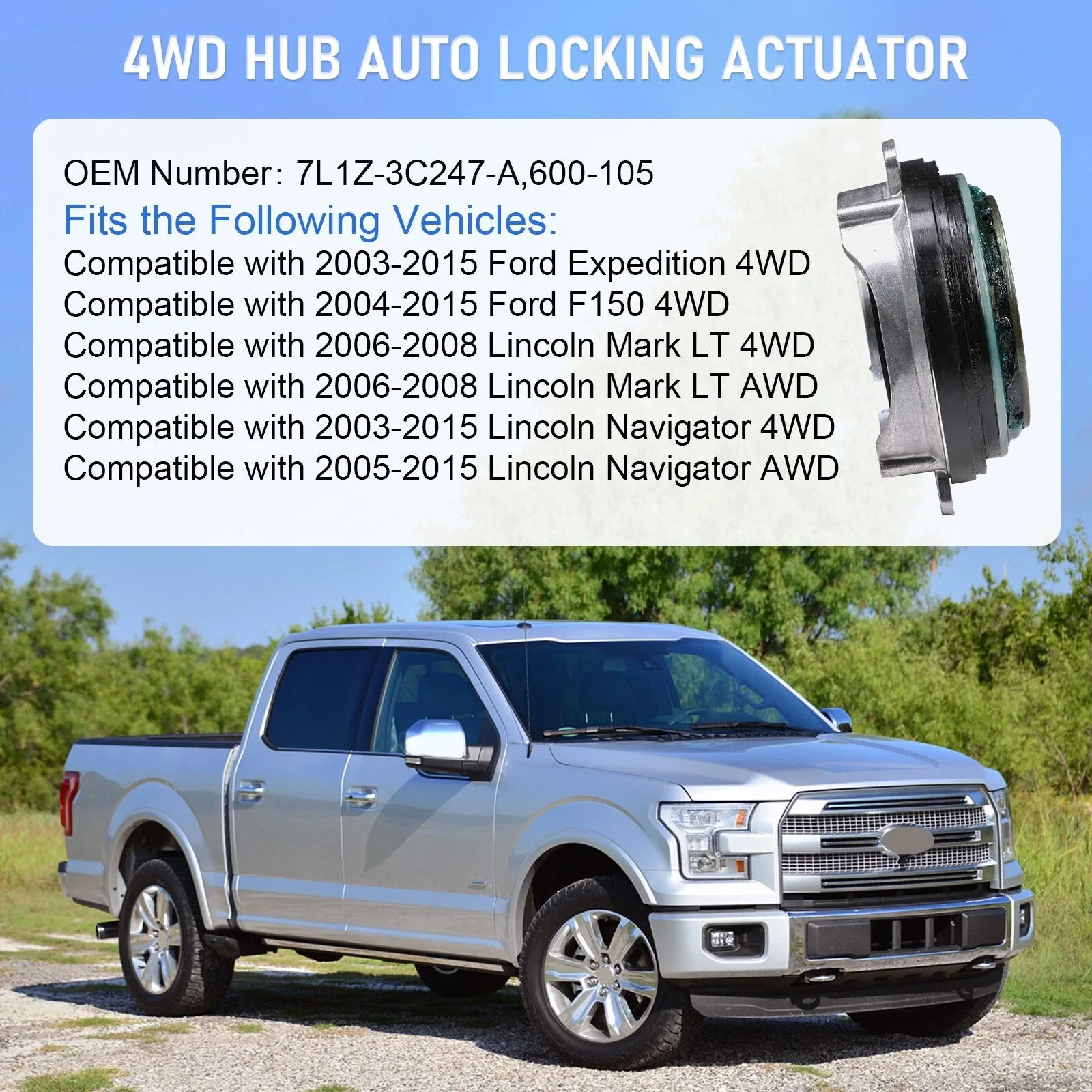 Lock Hub Axle Actuator Pair for Ford F-150 / Expedition / Lincoln Navigator - 7L1Z3C247A-AUTO image 4