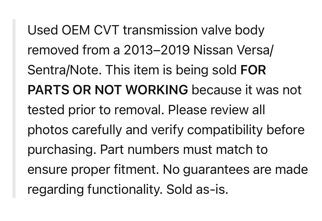 2013–2019 Nissan Versa / Sentra / Note CVT Valve Body image 4