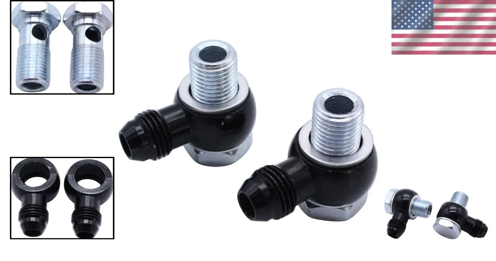 90° 3/8" Banjo Fittings for 4L80E Transmission Oil Cooler - 2PC image 2