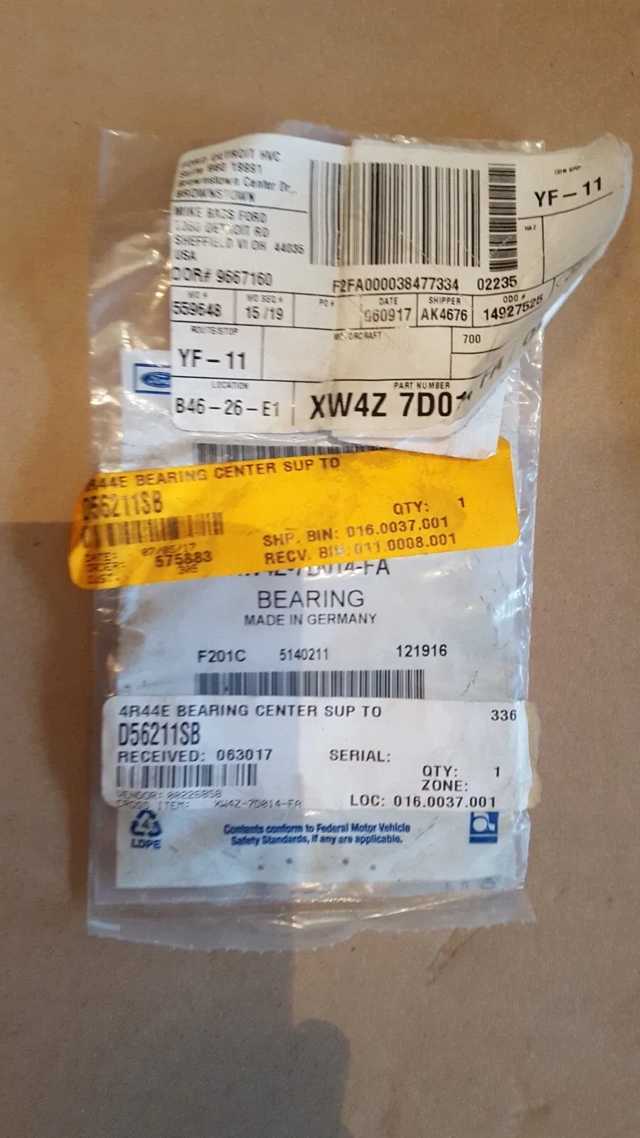 2005-2010 Ford Mustang Transmission Bearing XW4Z-7DO14 FA