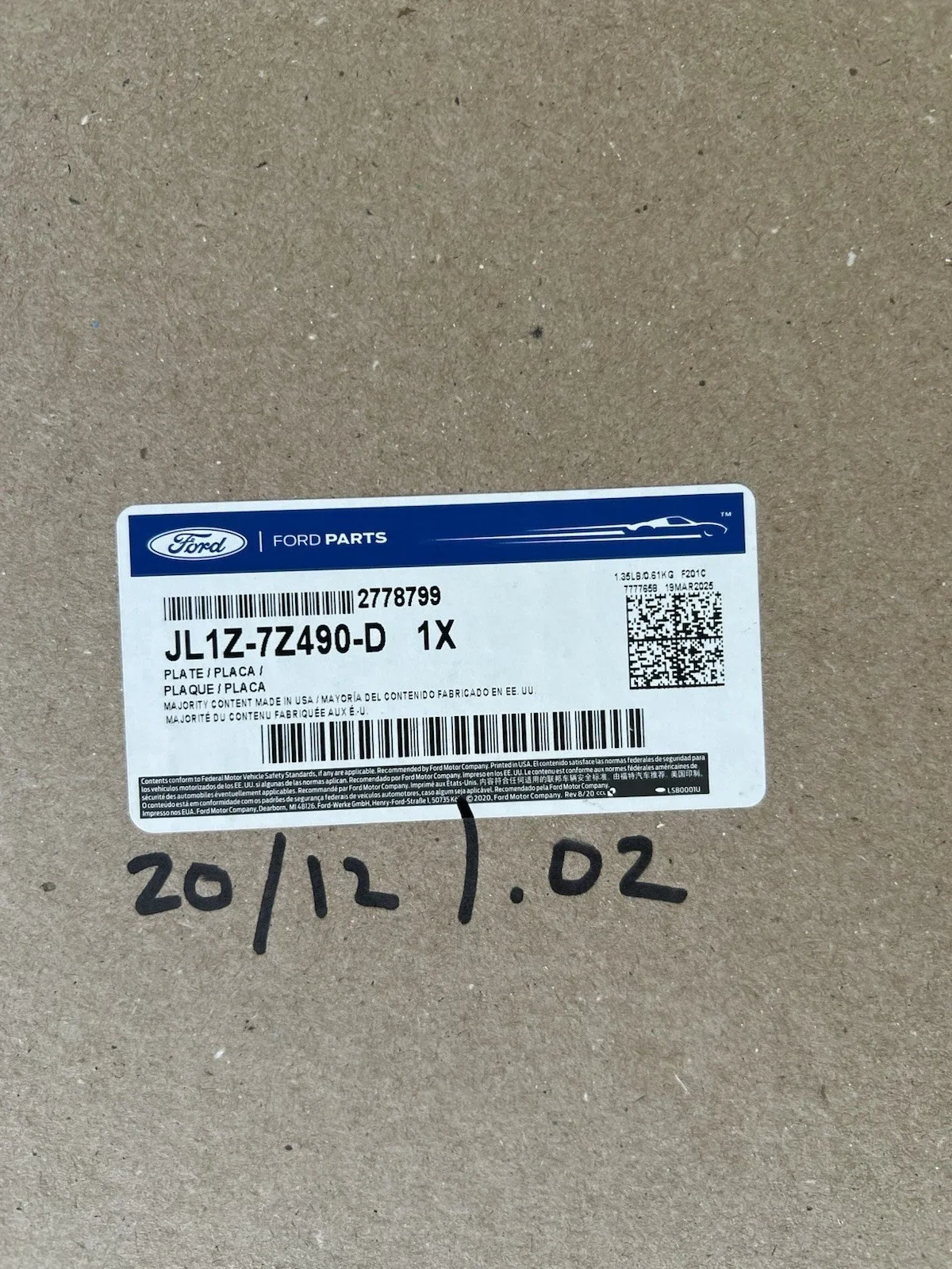 Ford Automatic Transmission Valve Body Separator Plate JL1Z-7Z490-D